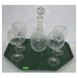 Wine decanter with four stemware glasses