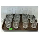 Drinking glasses, sets of 4 each in juice, water,