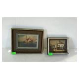 Two mini framed wall pictures, landscape scenes