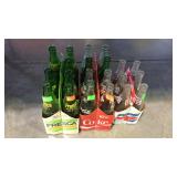 Soda bottles with carriers - Fresca, Coca-Cola,