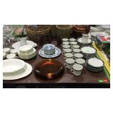 Group - stemware glasses, dinnerware, and china -