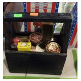 Shoe shine box with polish & brush