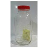 Clear ball jar with plastic lid.