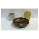 Group lot. Divided dish, small crock and ceramic