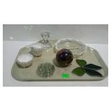 Glass lot: Fenton hobnail opalescent divided