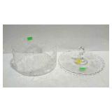 Two pieces glassware. Fostoria etched sandwich