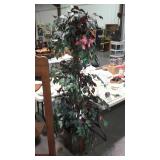 Faux tree with nice basket pot. 80" high.