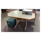 Tile top kitchen table, angled corners with gray