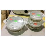 Pyrex - 3-pc nested bowl set with green design,