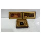 Wall decor- framed cameo pin, 6 x 7, and two small