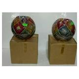 Bohemian Crystal - pair of multi-colored glass