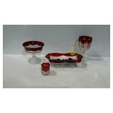 Glass, Ruby-cut-to-clear - 4-1/2" compote, goblet,