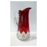 Souvenir ware, ruby & clear - 11-1/2" pitcher,