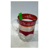 Souvenir ware, ruby & clear - 4" mug, etched