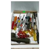 Group of nut drivers, screw drivers, flashlight,