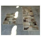 Set of matching rugs, one is a hallway rune and