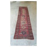 Early wool hallway runner rug, does show age