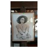 Portrait picture, pencil signed "Jo Thompson", &
