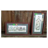 Two home decor designer pictures of bird houses