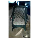 Early Wicker Sunroom Rocking Chair, green color