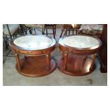 Pair of Lining Room End Tables, 70s era oval