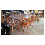 7pc Maple Dining Table Set, clean extension table