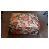 Floral upholstered ottoman on castor wheels - 28