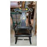 Rocking chair - black paint decorated, with fruit