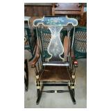Early rocking chair with chippy painted floral