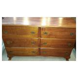 Six drawer dresser, walnut with cherry finish,