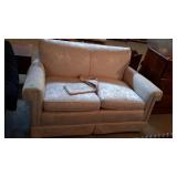 Love seat, ivory upholstered two cushion style -