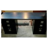 Desk - three separate pieces, two 2-drawer file