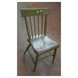 Single green painted plank chair.