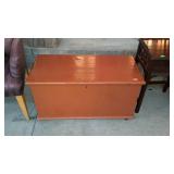 Primitive yellow pine 6 board blanket chest,