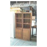 Pair of Pine wall unit curio or book case