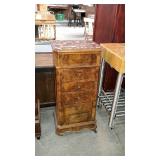 Multi drawer bedside stand, flame design wood