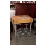 Kitchen Butcher Block top Cart, stainless base on