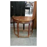 Asian decor foyer wall stand, flat back half moon