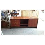 Flame Mahogany console style cabinet, piece has 3