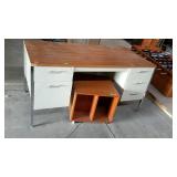 Office desk, metal base faux wood like top