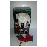 Multi-colored fiber optic Santa with box and two