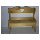 Pine doll bench with heart cut-out - 22 x 9 x 23