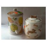 Ceramics - one dog biscuit jar, and one lemon-aid