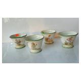 Four footed bowls with Easter Bunny scenes - 6"