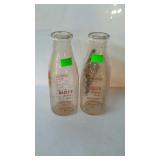 Quart dairy bottles - two Hadley Farms Dairy,