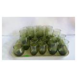 Green glass set - various sizes, 8 ice tea, 4