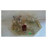 Glassware - beverage pitcher with holly design,