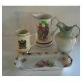 Dishes - painted china Silesia relish tray,