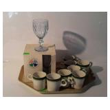 Misc - set of four 12 oz blue stemware goblets