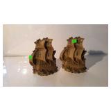 Sailing ship book ends, pair of